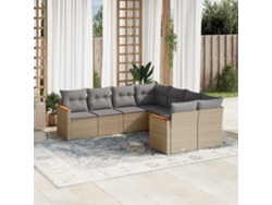 Conjunto de 8 sofás de jardín con cojines de mimbre beige Dkd Home Decor