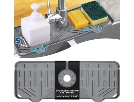 Tapete de Silicona para Absorción de Agua del Grifo en Color Gris