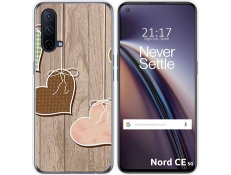 Carcasa OnePlus Nord CE 5G TUMUNDOSMARTPHONE Corazones Madera Multicolor