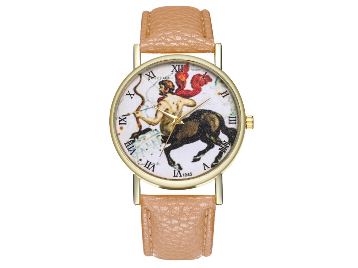 Reloj De Cuarzo Con Correa De Cuero Estilo Simple Universal Centaurus Para Estudiantes (beige)