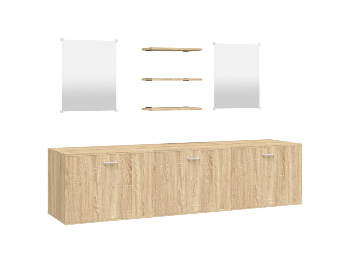 Maison Exclusive - Juego De 6 Piezas De Muebles De Baño De Madera De Roble