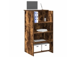 Mostrador de recepción de 55x50x103,5 cm, fabricado en madera de roble ahumado.