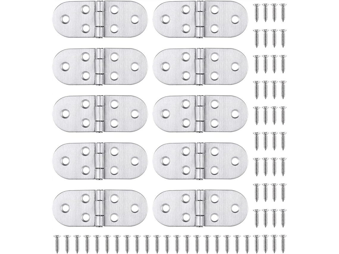 10 Bisagras Planas De Aleación Zinc Para Puertas Armarios Plegables Ocultas Mesas Comedor Y Redondas.