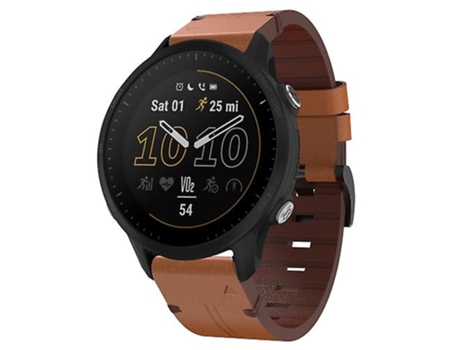 Correa De Reloj Inteligente Para Garmin Forerunner 955, Correa De Reloj Con Hebilla De Acero Y Cuero Marrón De 22Mm VENISYMLIS