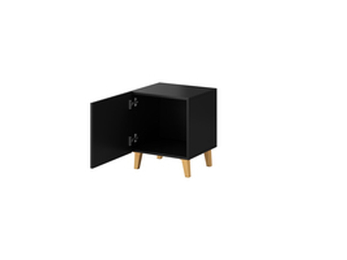 Mesita de Noche CAMA MEBLE PAFOS Negro Dorado Plástico Madera MDF