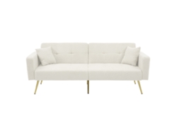 Sofá Cama Con Respaldo Ajustable, Color Dorado, Bolsillos Y Cojines Laterales.