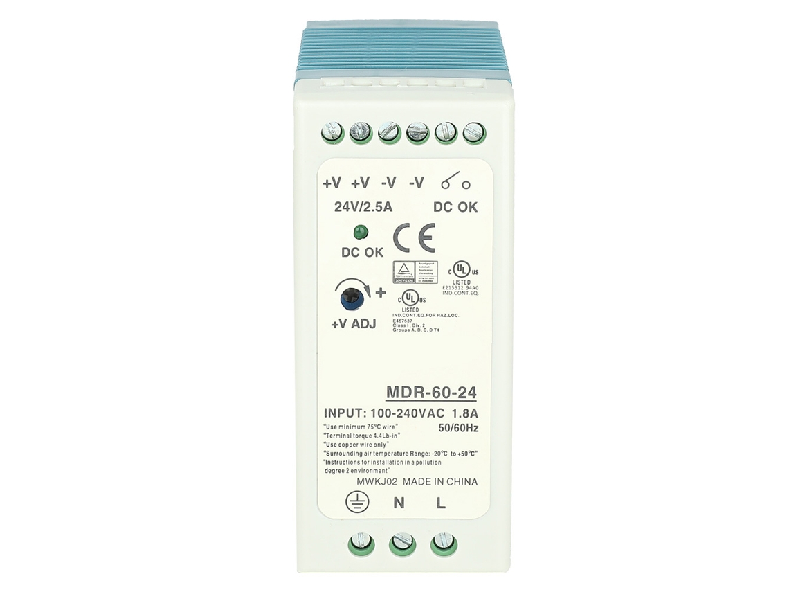 Fuente De Alimentación Para Carril Din Mdr-60-24 24v 2.5a 60w Con Sistema De Auto-refrigeración