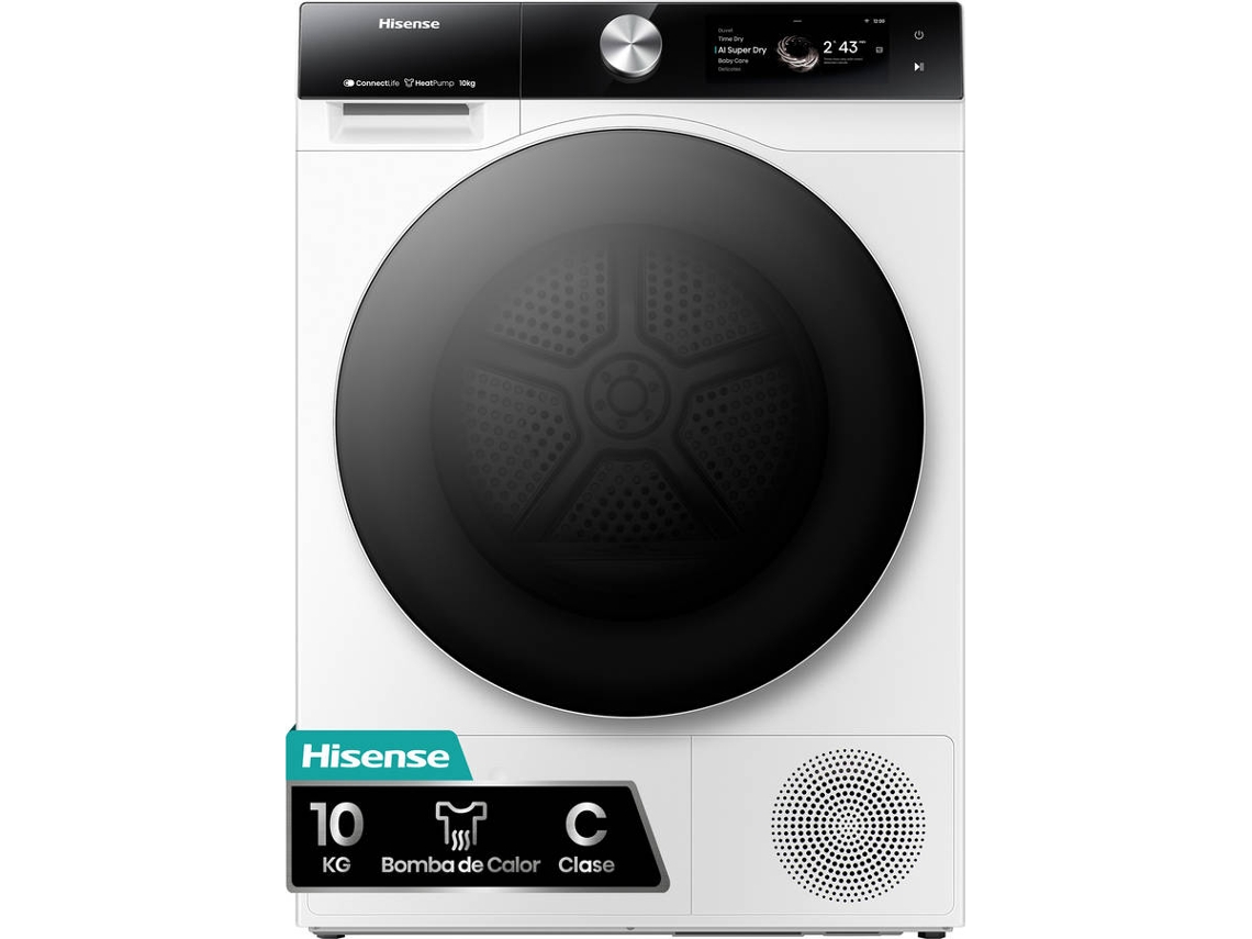 Secadora HISENSE DH7S107BW (10 kg - Bomba de Calor - Blanco)
