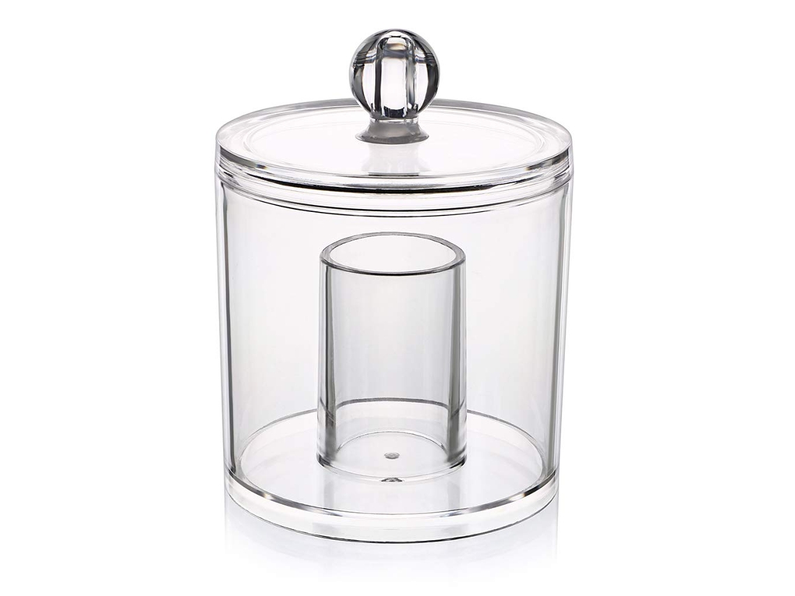 Organizador de Algodón con Tampa, Jarra de Acrílico, Transparente, para Bolas de Algodón y Cotonetes, Multiusos