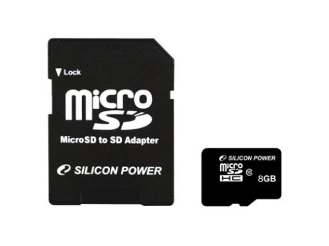 Tarjeta de memoria SDHC con Adaptador SILICON POWER CL10 8GB