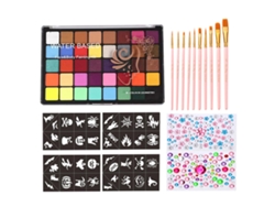 Kit profesional de pintura facial con pinceles y plantillas para fiestas de Halloween infantiles.