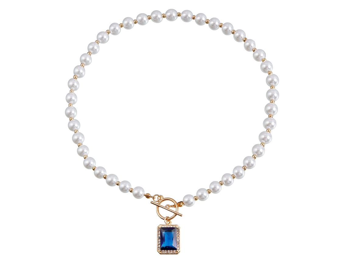 Collar De Perlas Sintéticas Con Elegante Colgante, Estilo Versátil, Para Mujer Zw3149 Oro