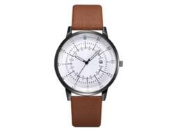 Reloj De Cuarzo Para Hombre Con Correa De Piel Sintética Y Calendario, Estilo Transparente.