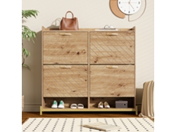 Zapatero Moderno 108,5x24x100 cm con 4 Puertas MDF Natural Mobrio
