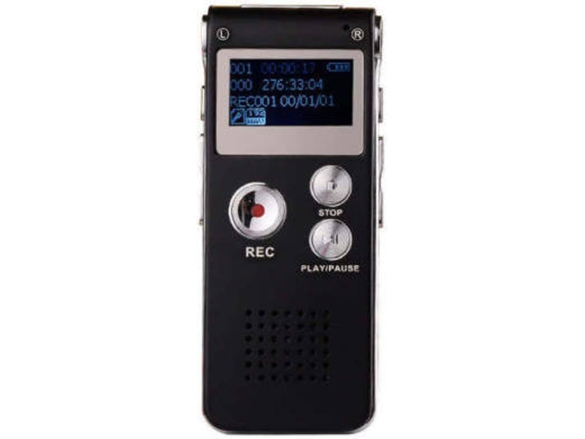 8Gb Dictáfono Grabadora de voz digital portátil Reproductor de audio Mp3 con  micrófono dual Negro