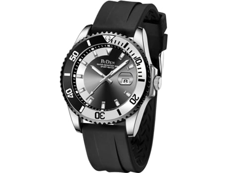VEANXIN Relojes con Caja Giratoria, Correa de Silicona, Reloj de Pulsera Impermeable-negro plata