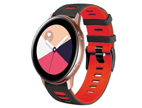 Correa Smartwatch para Samsung Galaxy Watch Active 2 20mm Silicona Bicolor (Negro + Rojo)