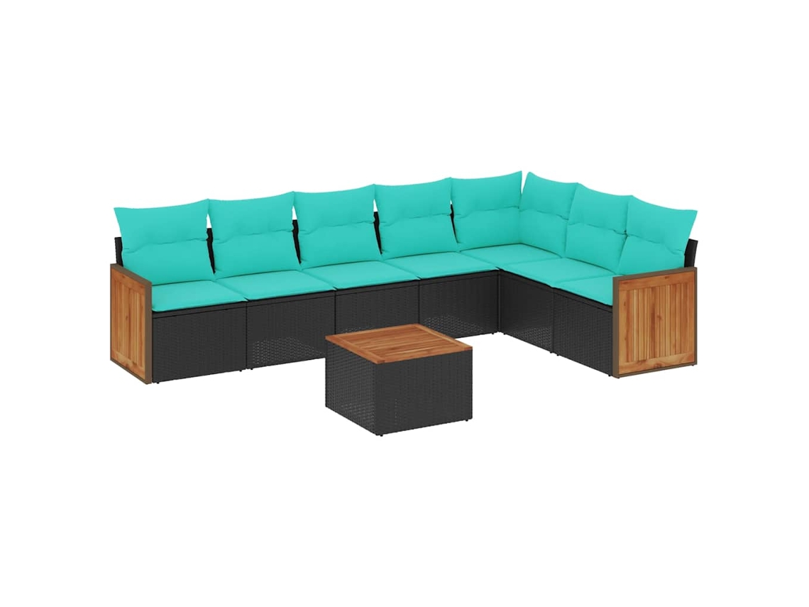 Maison Exclusive - Conjunto De Sofá De Jardín De 8 Piezas Con Cojines, De Poliratán Negro