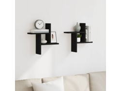 Estantes De Pared | Estante Flotante | Estantería Pared 2 Uds Madera Ingeniería Negro 38x12x38 Cm