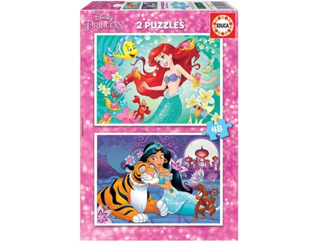 Puzzle EDUCA 2x Puzzle 48 Ariel + Jasmin (Edad Mínima: 3 Años - 96 Piezas)