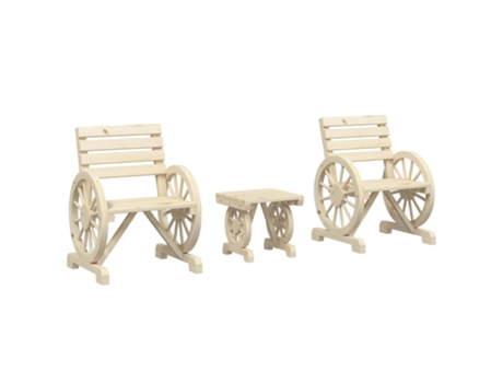 Conjunto 3 de muebles de jardín VIDAXL madera maciza de abeto