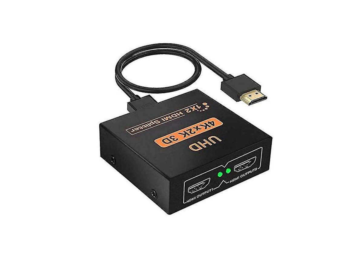 Conmutador HDMI HD 3D 1080p, 4K, 1 entrada y 2 salidas, con cable USB, compatible con Xbox, PS4, etc., color negro Yizhood