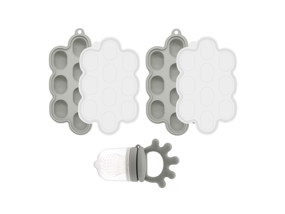 Set Alimentador Bebé Chrui 6+ Meses Con Molde Polo Silicone Suave (gris)