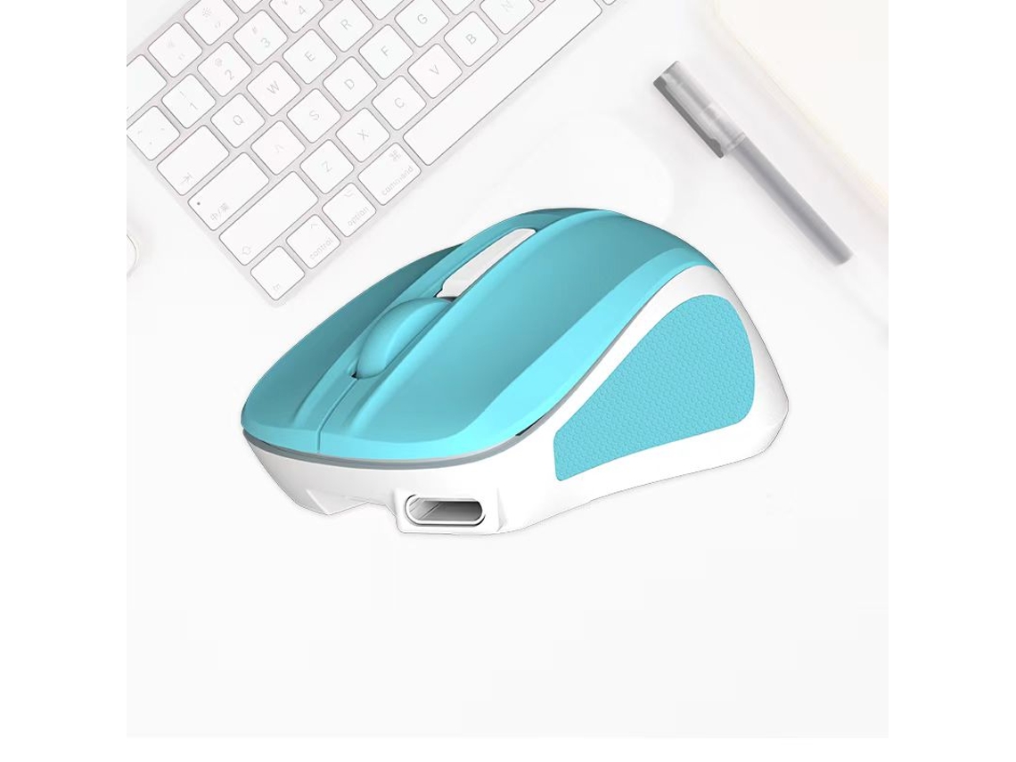 Ratón inalámbrico Bluetooth 2.4g recargable, 1200 DPI, MDUG cian (modo dual)