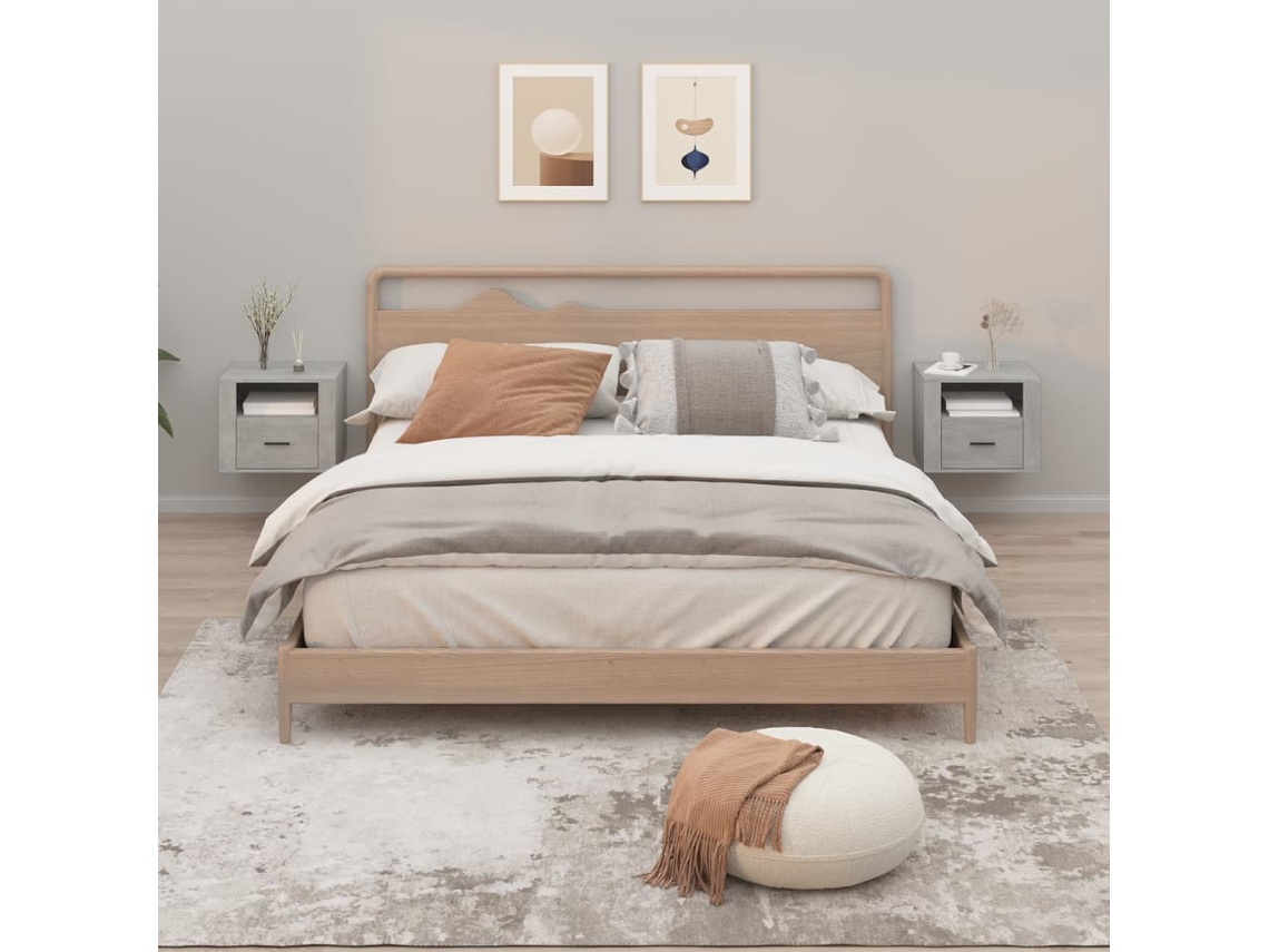 Mesitas de Noche de Pared 2 Pzs 50X36X40 Cm Gris Cemento