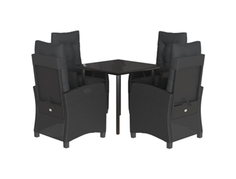 Conjunto 5 de muebles jardín VIDAXL con cojines ratán sintético negro