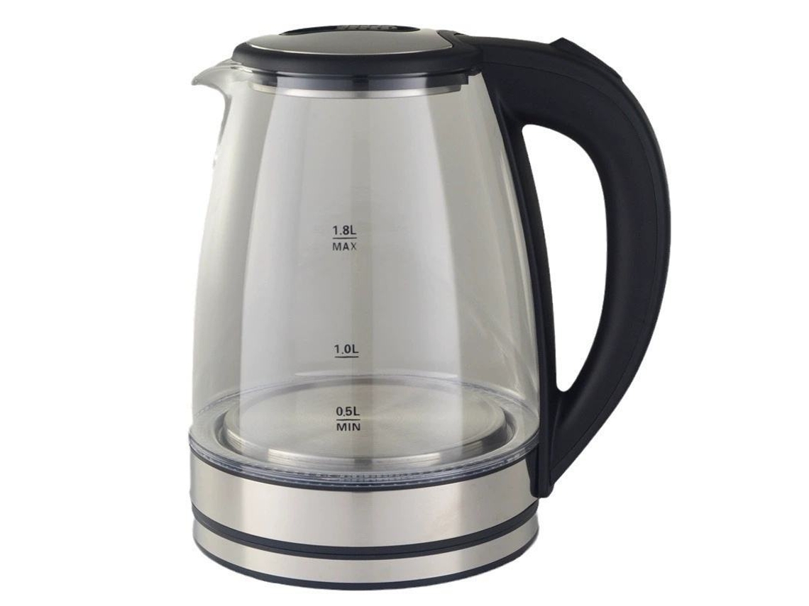 Hervidor eléctrico de vidrio transparente con luz LED azul y apagado automático para té Sfushi.