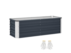 Macetero Elevado De Acero, Gris Carbón, 125x47x40cm, Guantes