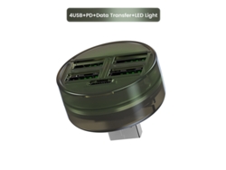 Estación de fondeo YIZHOOD 4 puertos USB + PD30W tipo C con luz nocturna LED, toma USB, cargo rápido marrón