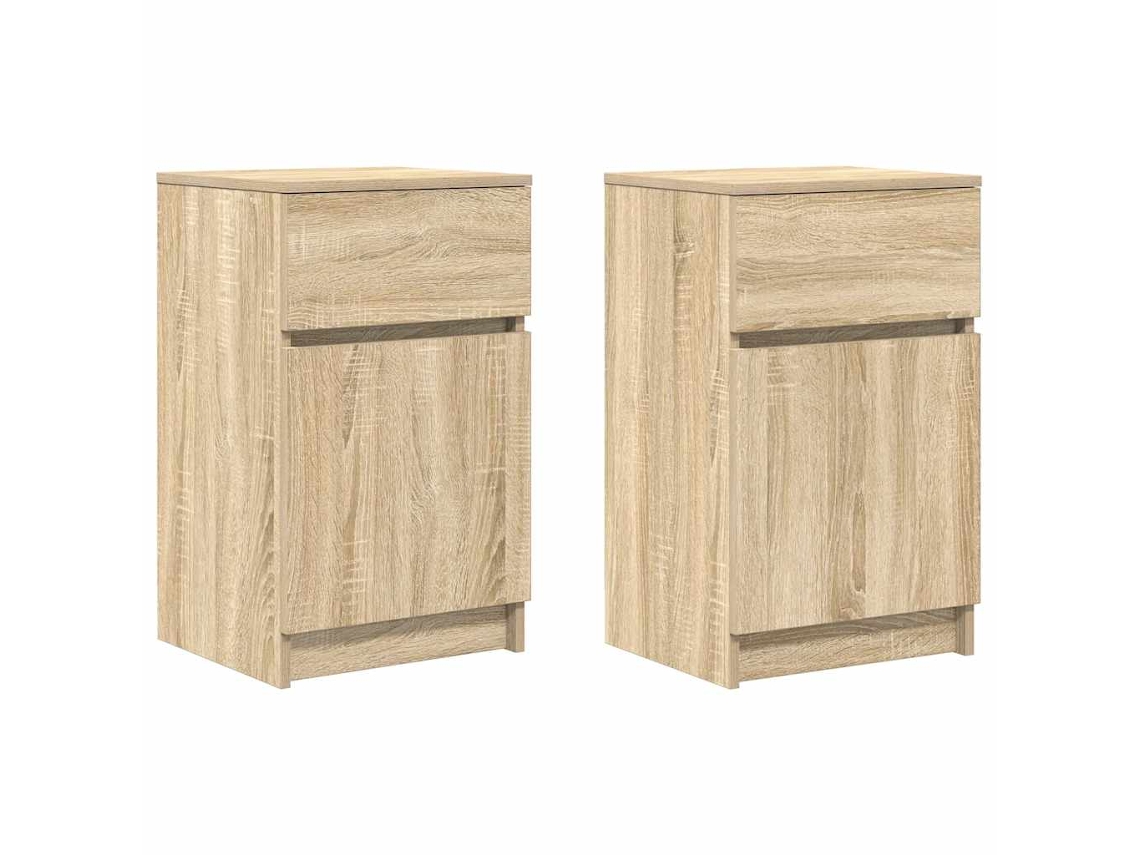Juego de 2 mesitas de noche de madera de roble Sonoma, EXCLUSIVA MAISON