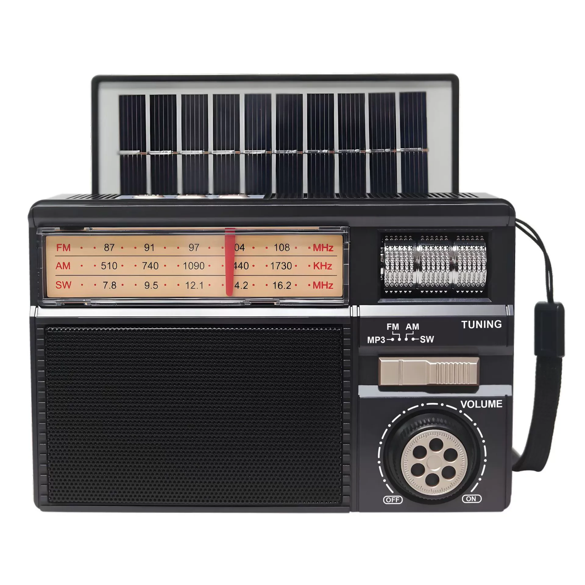 (negro) Radio Dsp, Carga Solar, Radio Fm/am/sw - Recargable - Bluetooth 5.4 - Admite Tarjeta Tf, Usb Y Entrada Aux