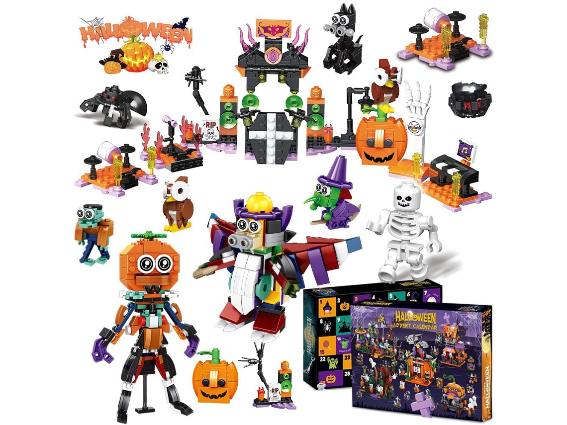 Calendario de Adviento de Halloween de Chrui, cuenta regresiva de 24 días con bloques de construcción (01)