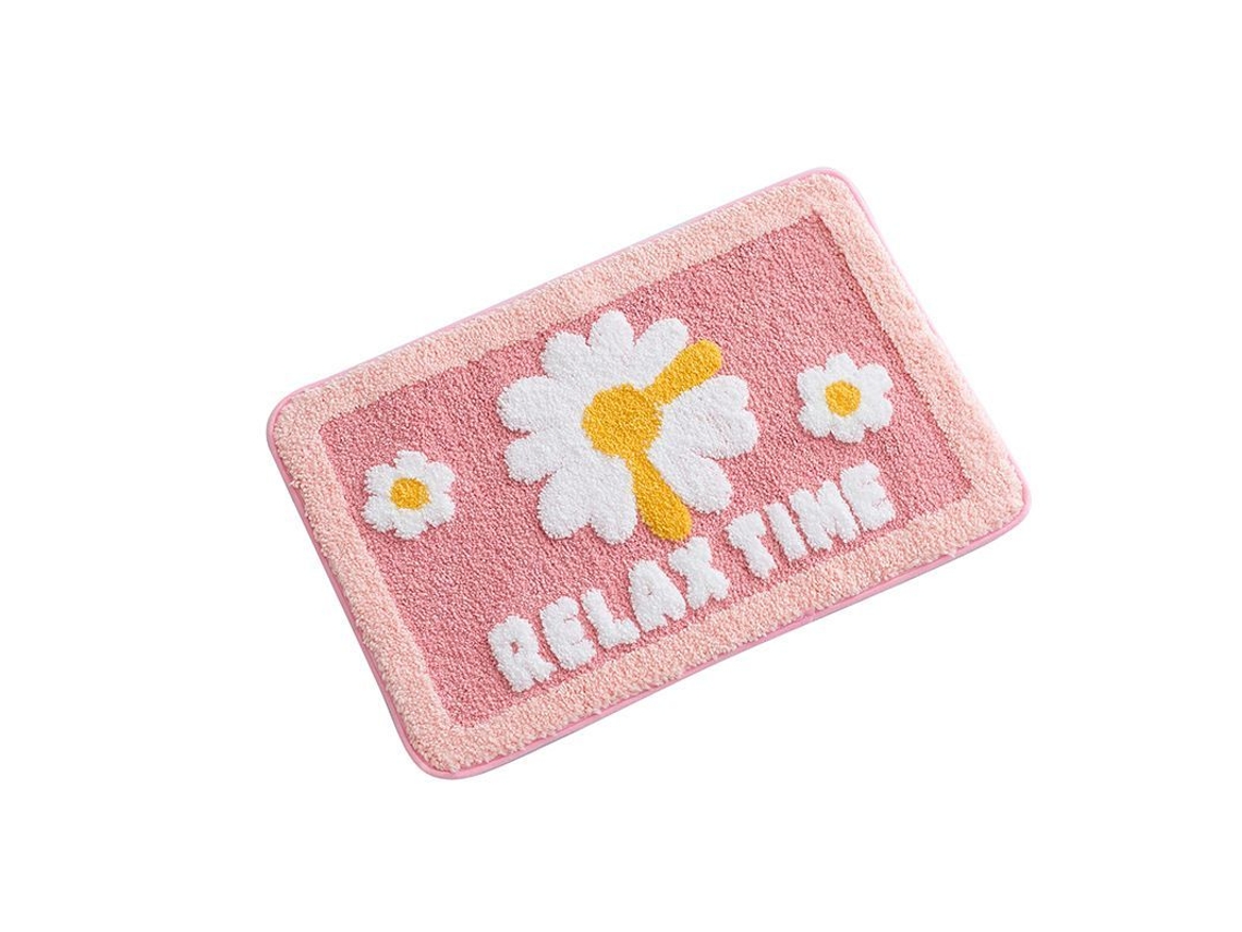 2026-alfombra De Baño Anti-deslizante Suave Lavable, Set De Tapetes Para Ducha Toilette - Flor Margarita (rosa)