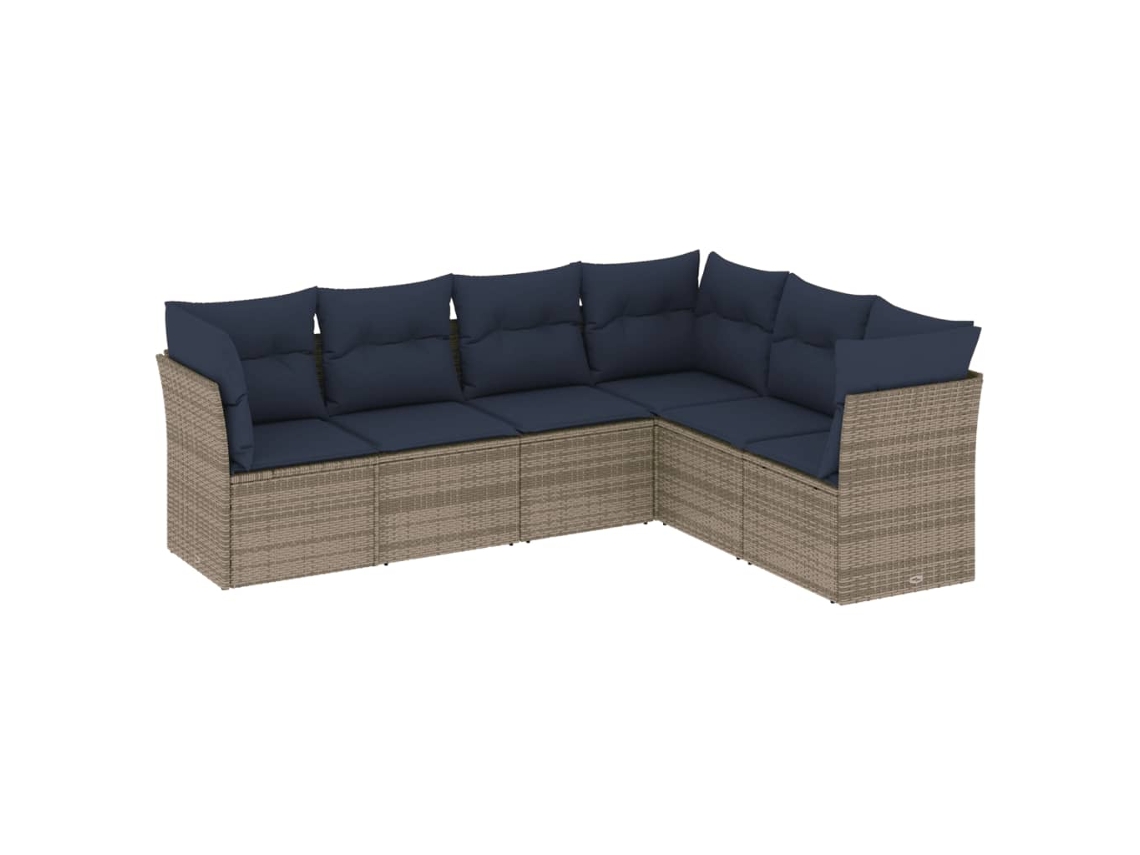 Maison Exclusive - Conjunto De Sofá De Jardín De 6 Piezas Con Cojines, Poliratán Gris