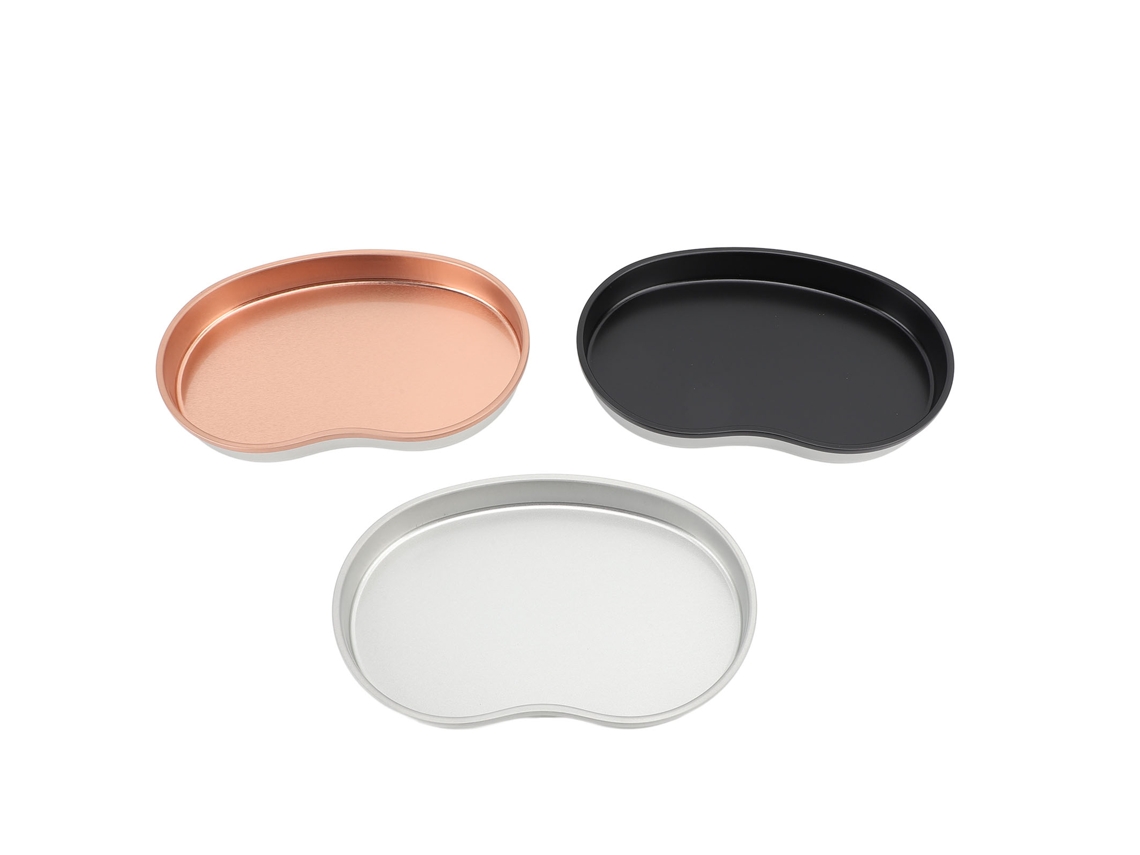 Bandeja ovalada de acero inoxidable KKML para uñas, maquillaje, joyería y decoración de oficina. Negro, plata, oro champán.