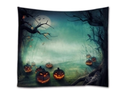Tapiz De Halloween, Bosque De Calabazas, Árbol Tenebroso, Arte De Pared 200x150cm, Dormitorio Sala De Estar