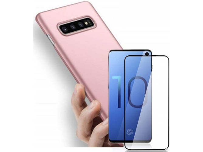 Kit Carcasa y Protector Cristal 5D Samsung Galaxy S10 SlimShield Rosa