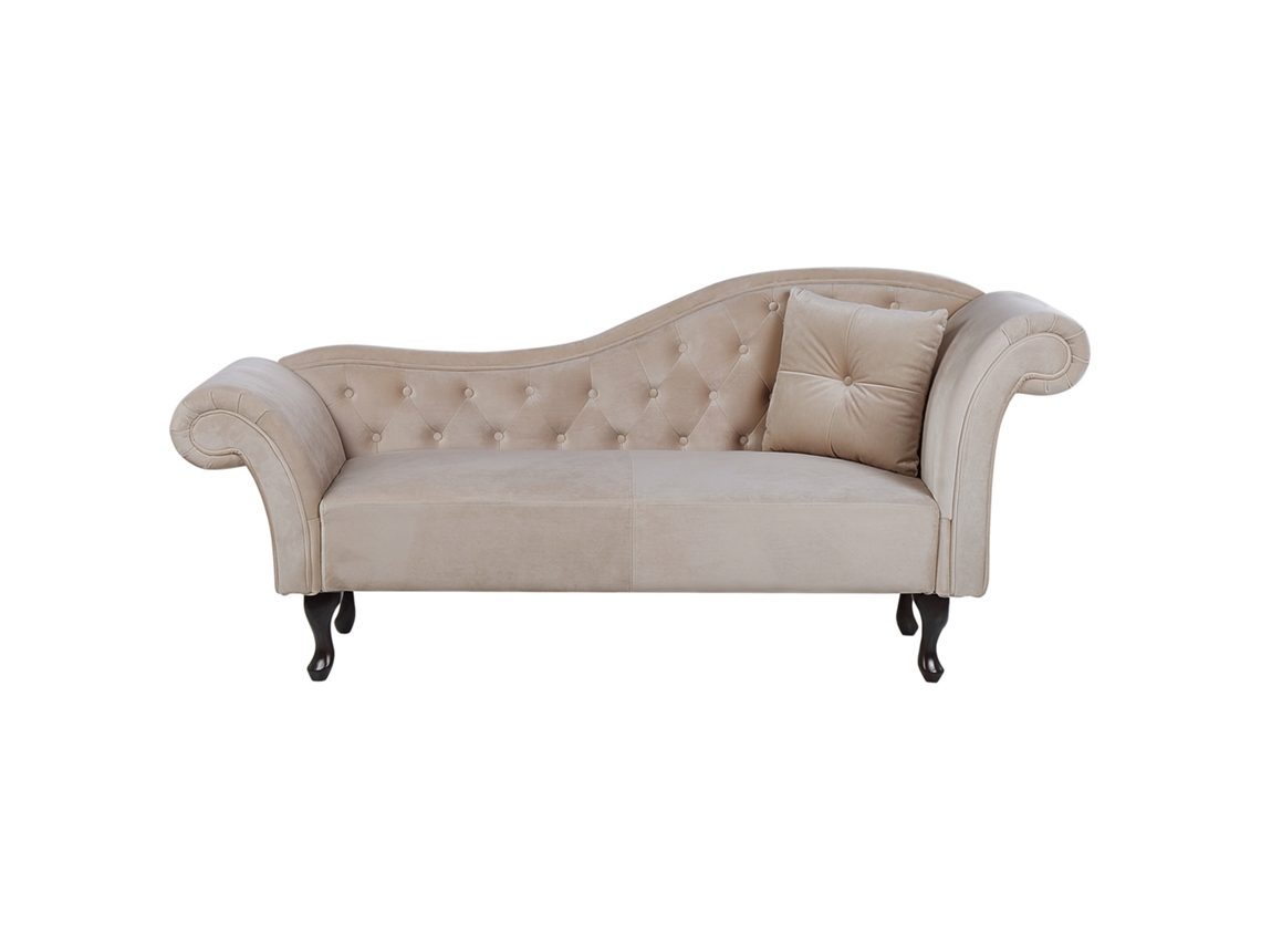 Chaise longue derecho BELIANI Lattes de Terciopelo Beige 188x59x87