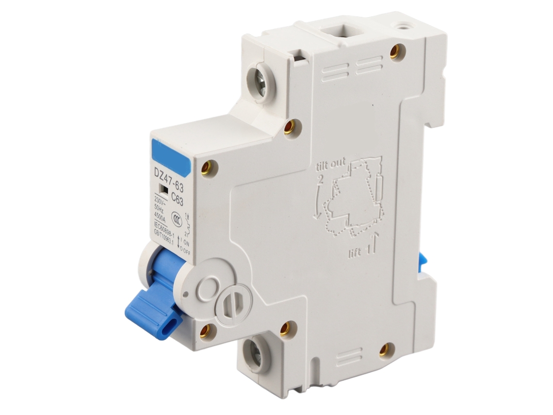 Disyuntor Miniatura Dz47-63 De 1 Polo, 230 Vca, 63 A, Interruptor Mcb Para Energía Solar.