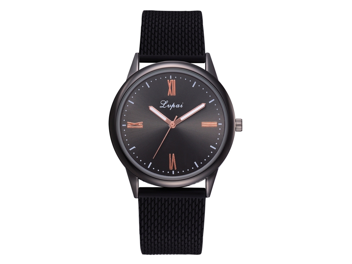Reloj De Moda Para Mujer Con Correa De Silicona Y Esfera Redonda De Aleación, Movimiento De Cuarzo Negro.