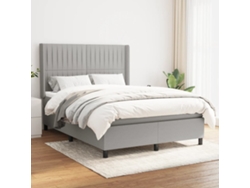Cama Box Spring Con Colchón Tela Gris Claro 140x200 Cm