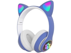 Auriculares Inalámbricos Bluetooth Con Luces Led Y Diseño De Orejas De Gato - Azul
