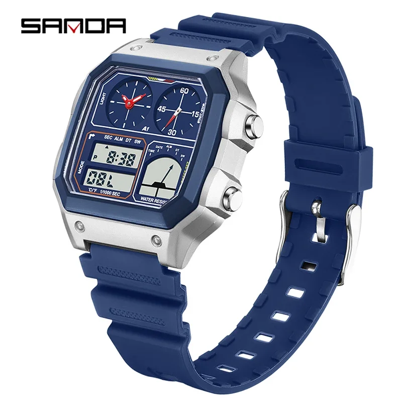 Reloj Digital Elegante Para Hombre (azul) Con Calendario, Resistente Al Agua Y Alarma.