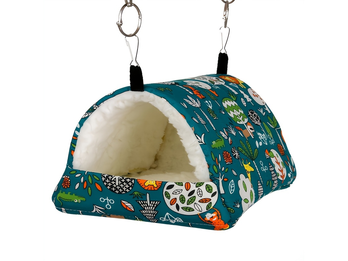Nido Colgante De Terciopelo Para Pájaros: Refugio Y Cama De Felpa Con Estampado De Pájaros, Tamaño Xl, Diseño Ergonómico, Perfecto Para La V