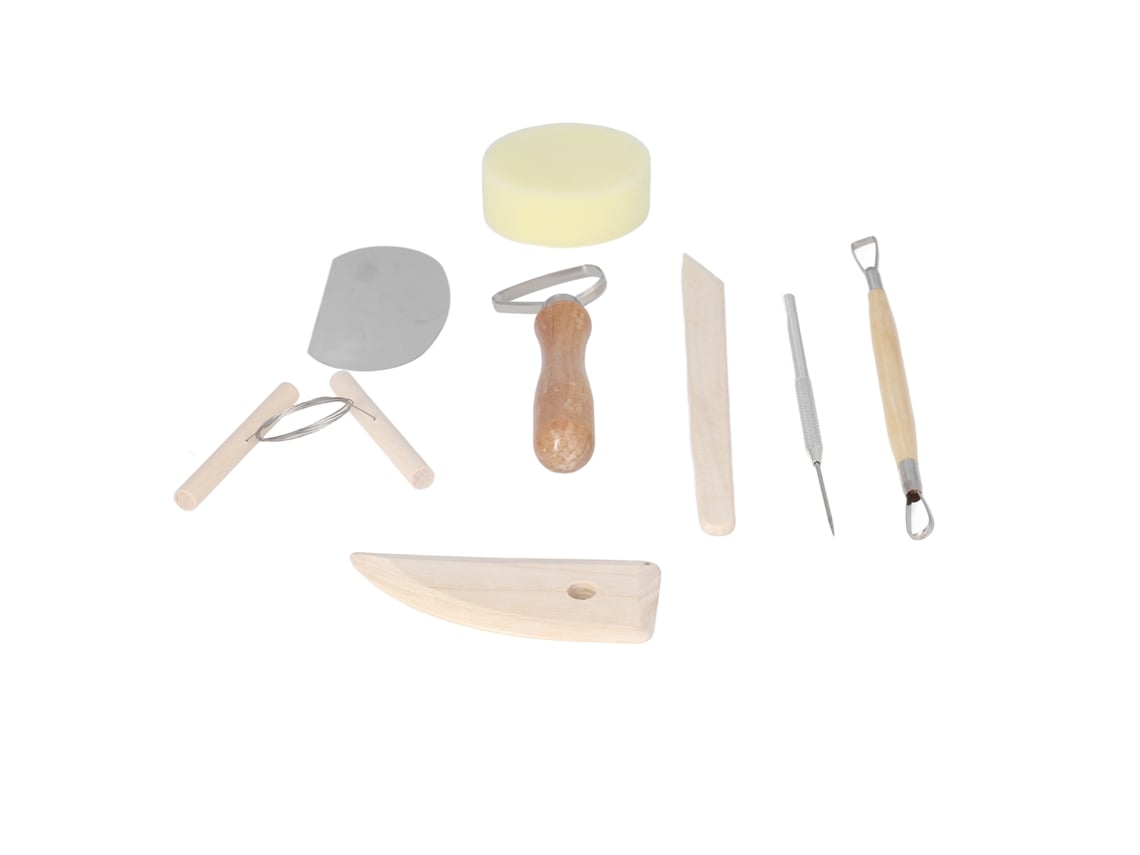 Kit De Herramientas De Cerámica 8 Piezas Con Mango De Madera Doble Para Tallar Y Moldear Arcilla