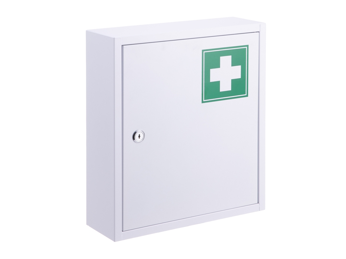 Armário De Medicamentos Relaxdays, Com Fechadura, 3 Compartimentos, A X L X P: 36 X 31,5 X 10 Cm, Branco/verde